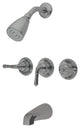 Kingston Brass Three-Handle Tub and Shower Faucet, Brushed Nickel