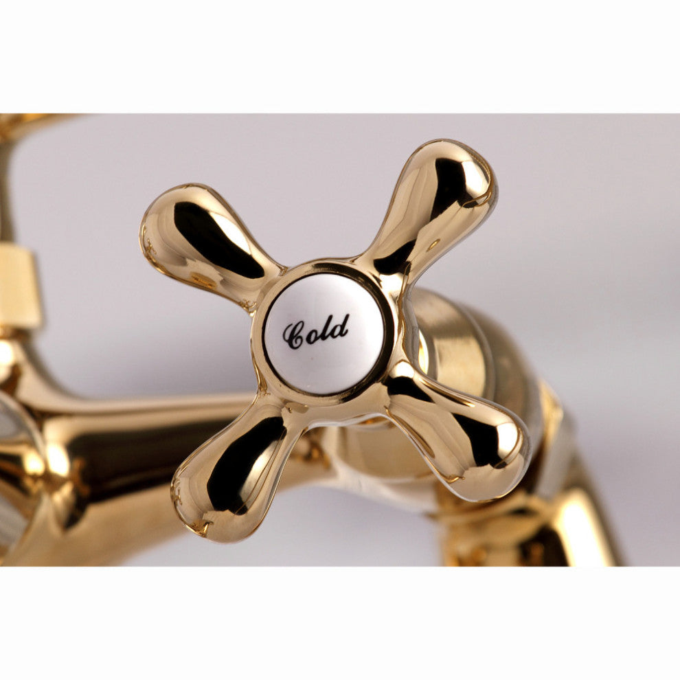 Kingston Brass Clawfoot Tub Faucet With Hand Shower, Polished Brass