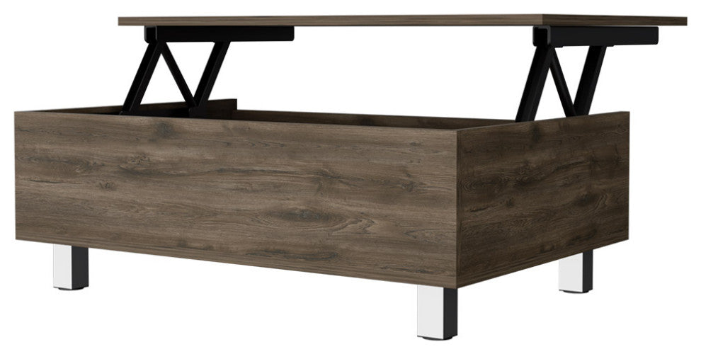 Boston Top Coffee Liftable Table, Dark Brown