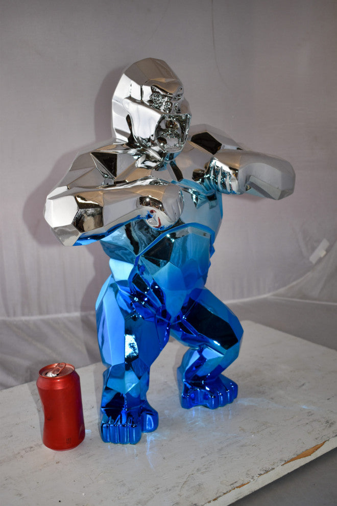 Textile Blue and Silver King Kong Statue  Size: 18" x 9" x 23"H