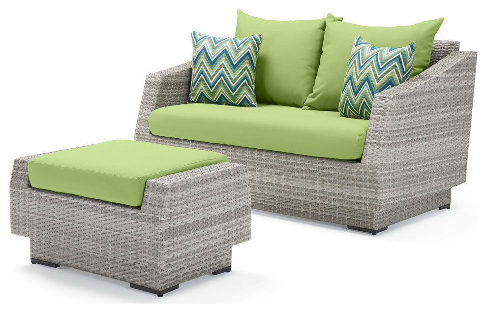 Cannes 6 Piece Sunbrella Outdoor Love and Motion Club Seating Set, Gingko Green