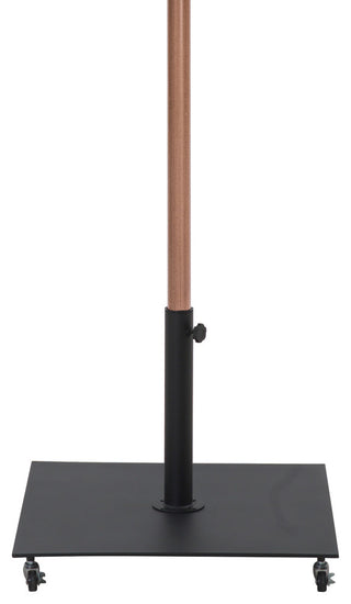 Fiji Patio Umbrella and Base, Black, Teak Pole, Matte Black Belize Base