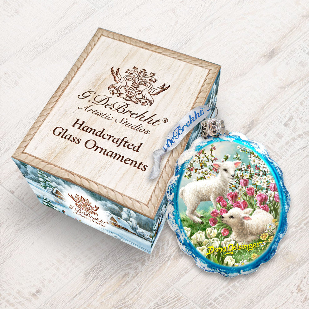 Easter Lambs Mercury Glass Ornament