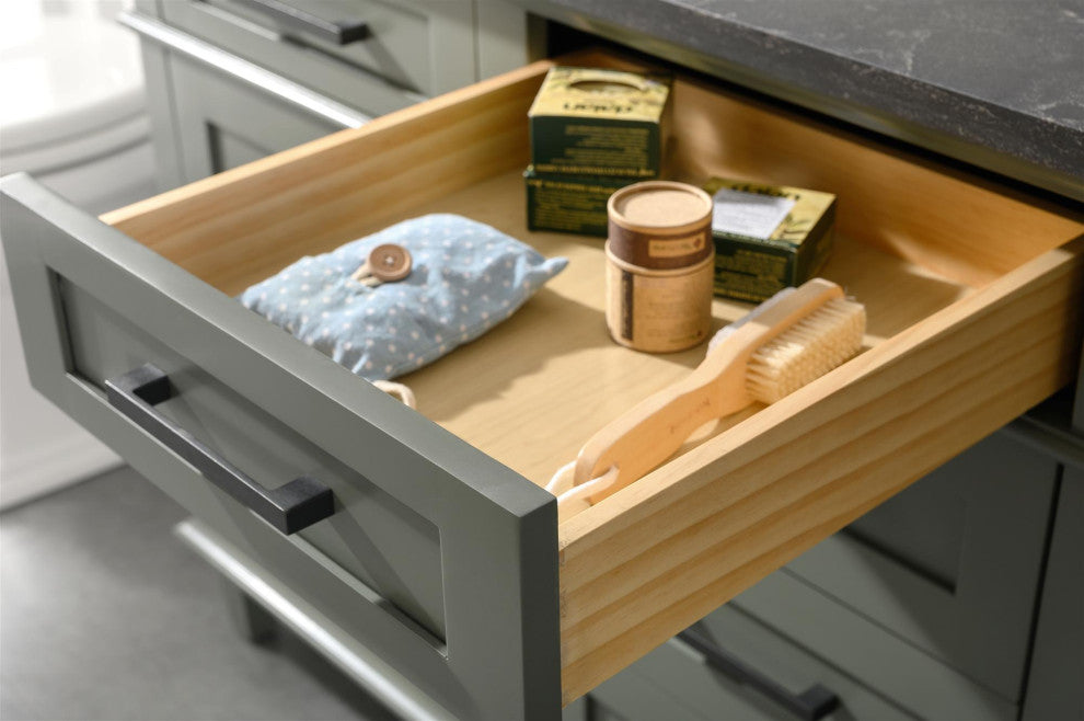 60" Double Sink Vanity Cabinet, Pewter Green