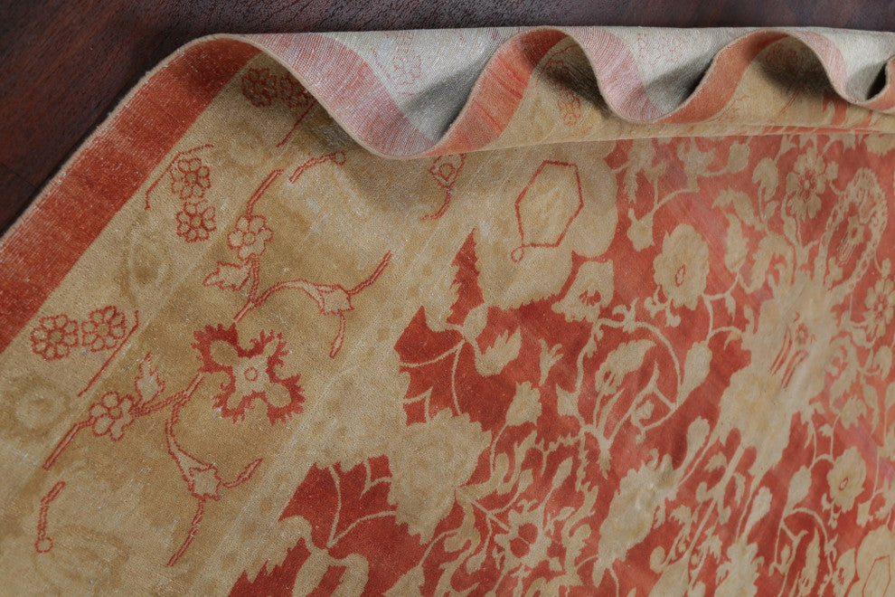 Rustic Style All-Over Hand Made Vegetable Dye Area Rug Oriental, Rust, 9 X 12
