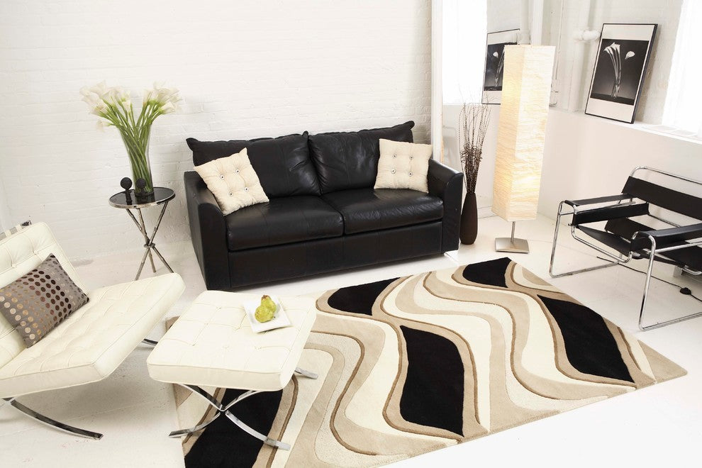 Eternity 1071 Black, Beige Waves, 3'3"x5'3"