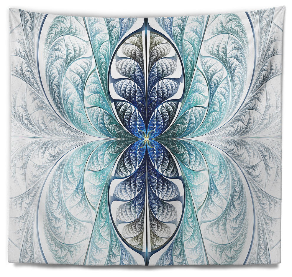 Light Blue Stained Glass Texture Abstract Wall Tapestry, 80"x68"