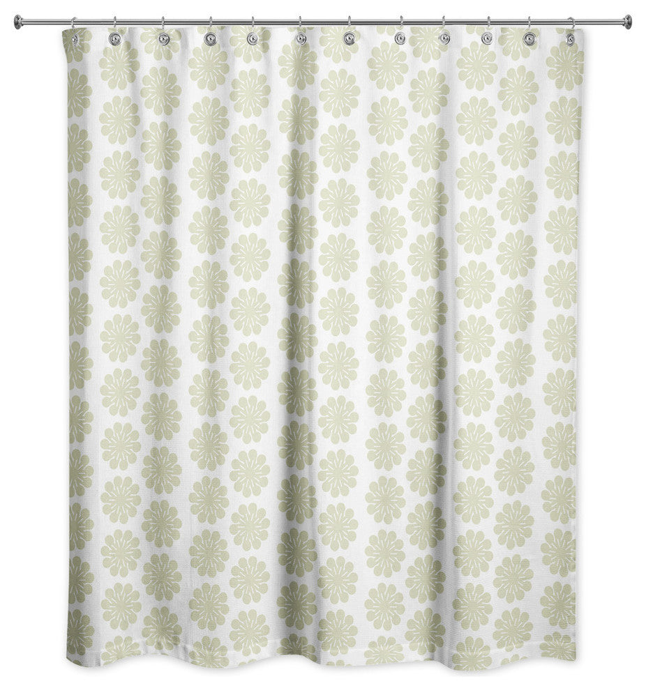 Tan Floral Pattern Shower Curtain