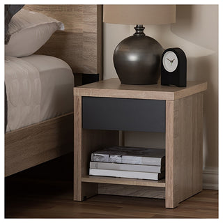 Contemporary Two-Tone Oak and Gray Nightstand