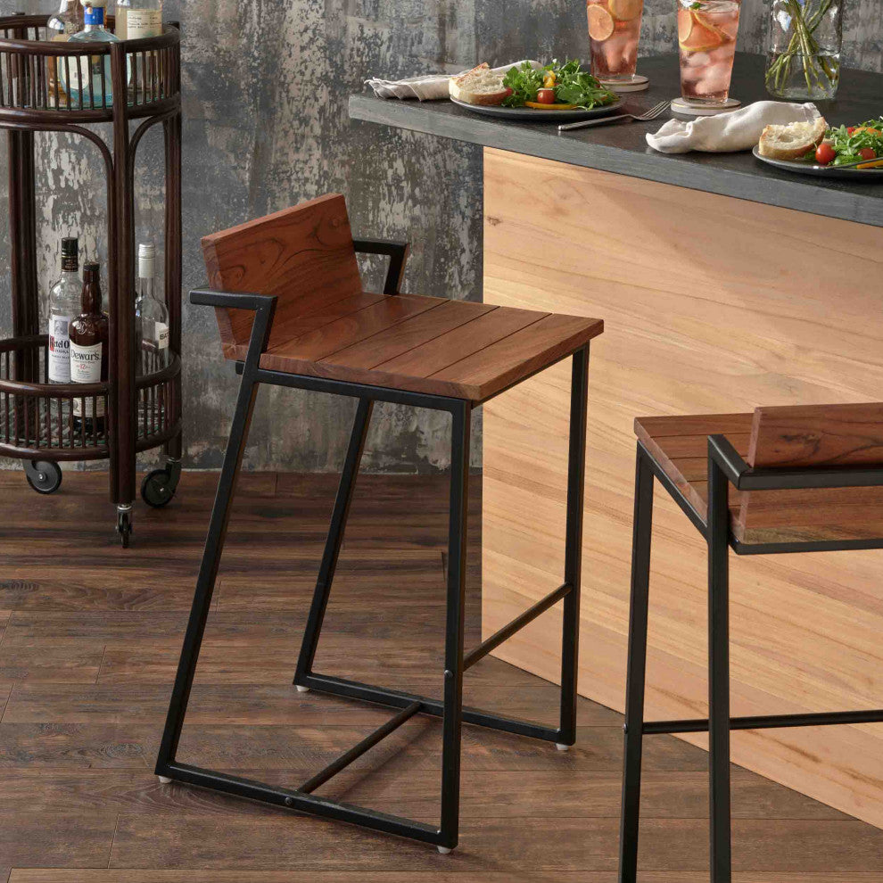 Portland Acacia Wood Stools, Bar Stool
