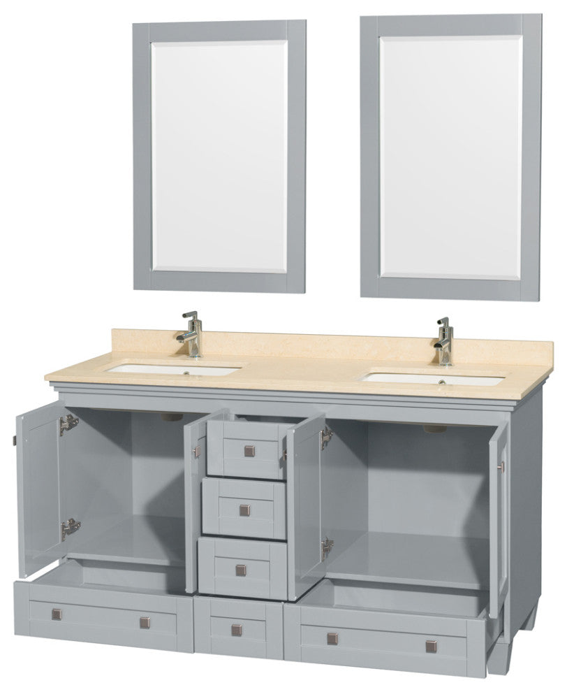 Wyndham WCV800060DOYIVUNSM24 Double Bathroom Vanity with Ivory Marble Countertop