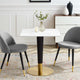 Dining Table, Square, Wood, Metal, Gold White, Modern, Cafe Bistro Restaurant