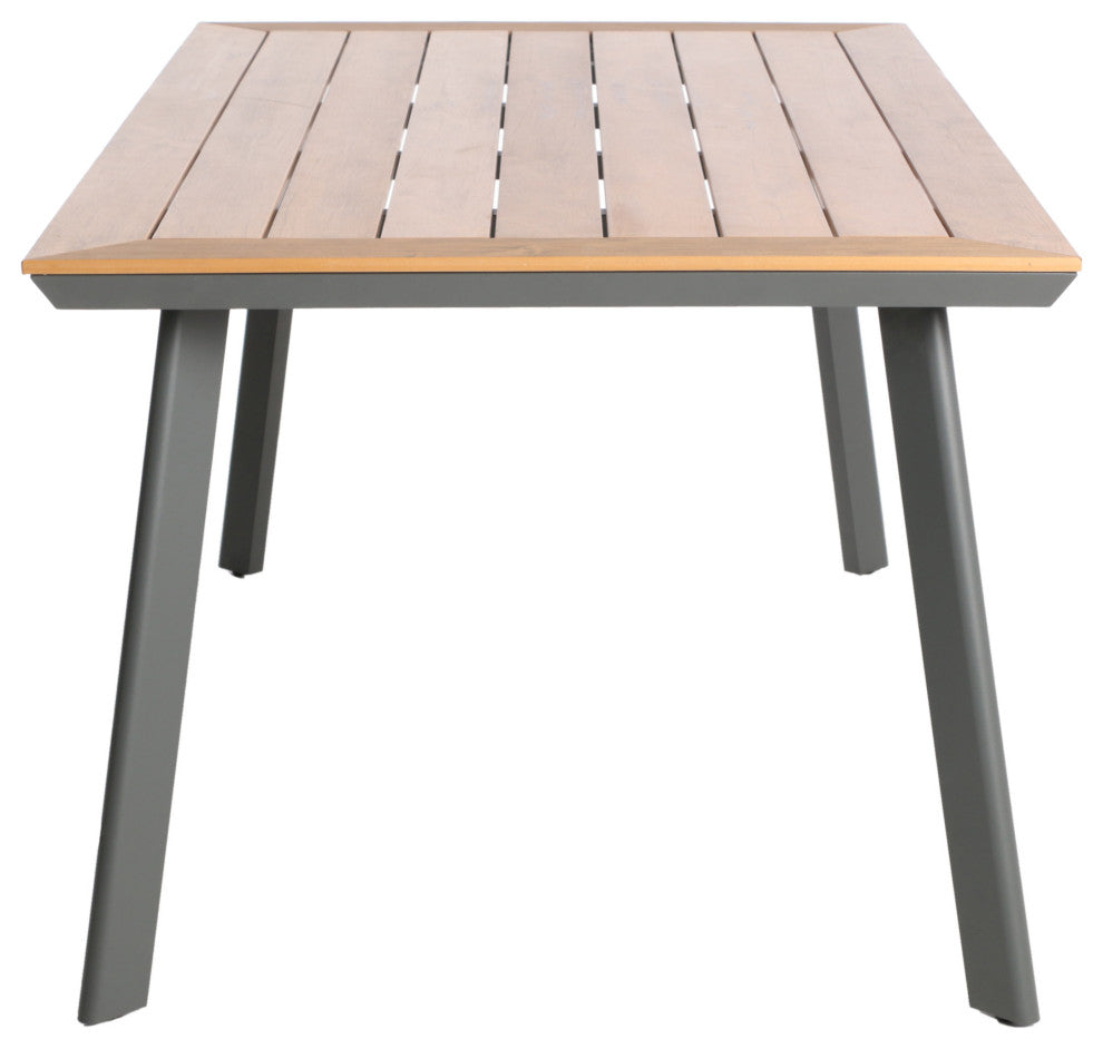 GDF Studio 7-Piece Simon Outdoor Dining Set With Wood Top, Natural /Gray