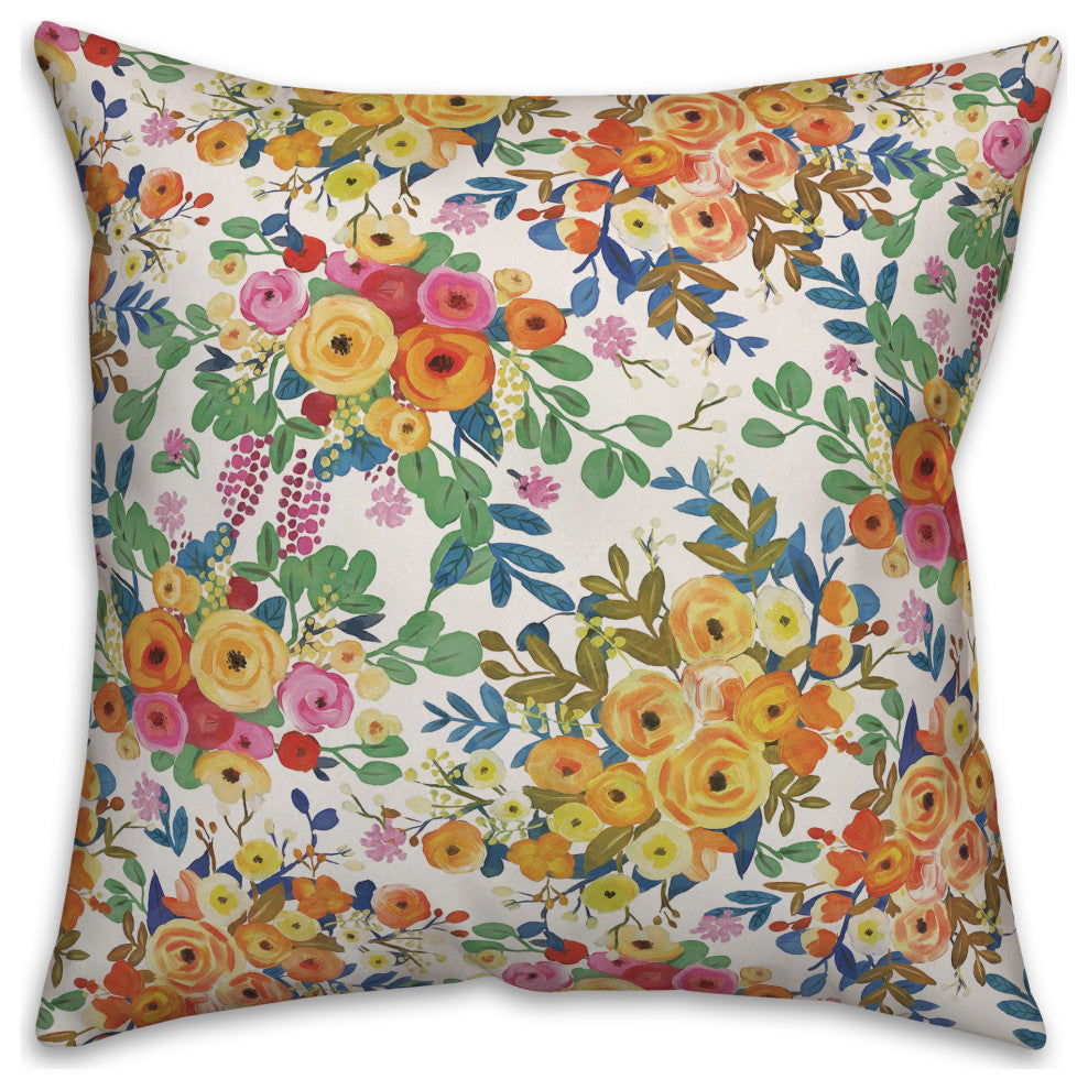 Wildflower Monogram V 18x18 Spun Poly Pillow