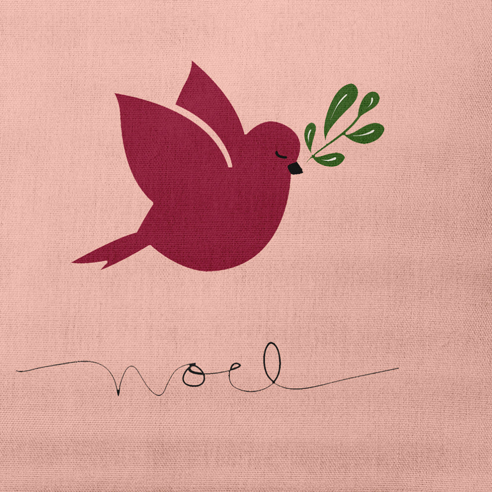 Noel Bird Decorative Throw Pillow, Pink, 14"x20"