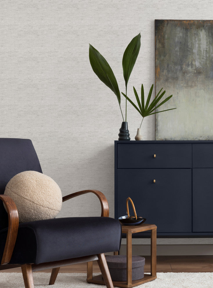 Canvas Look Peel and Stick Vinyl Wallpaper, Light Gray, 24"x108"