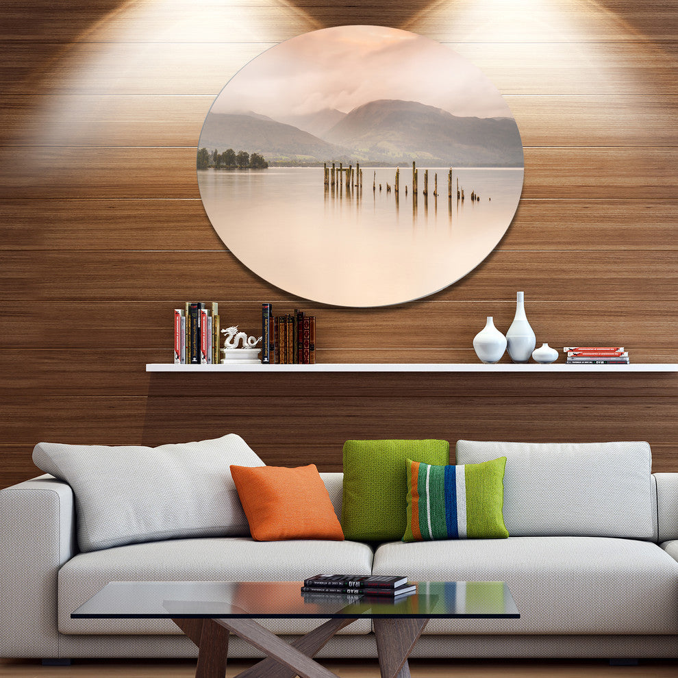 Loch Lomond Jetty And Mountains, Landscape Wall Round Wall Art, 23"
