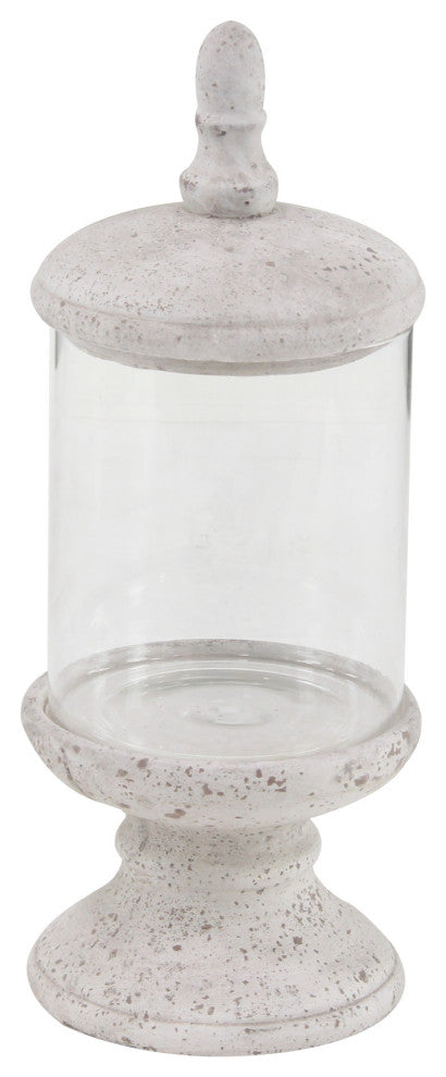 Traditional 20"x8" Distressed Cement and Glass Jar