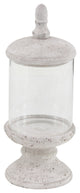 Traditional 20"x8" Distressed Cement and Glass Jar