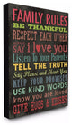 Family Rules Chalkboard Style Wall Art, 16x20, Stretched Canvas