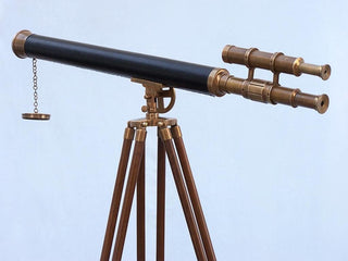 Floor Standing Antique Brass With Leather Griffith Astro Telescope 64''