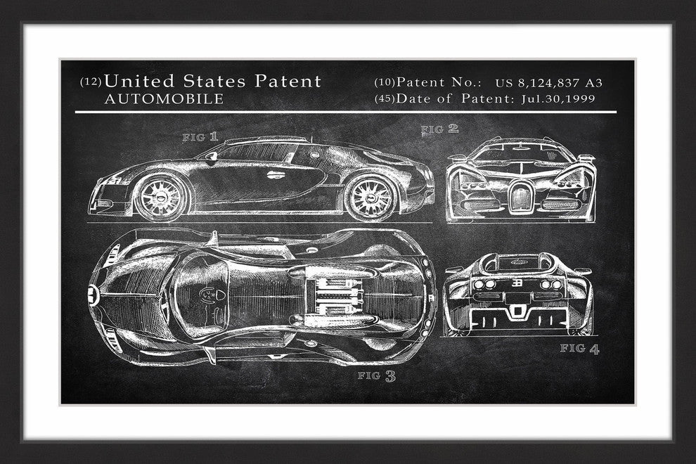 "Bugatti Chiron" Framed Painting Print, 24"x16"