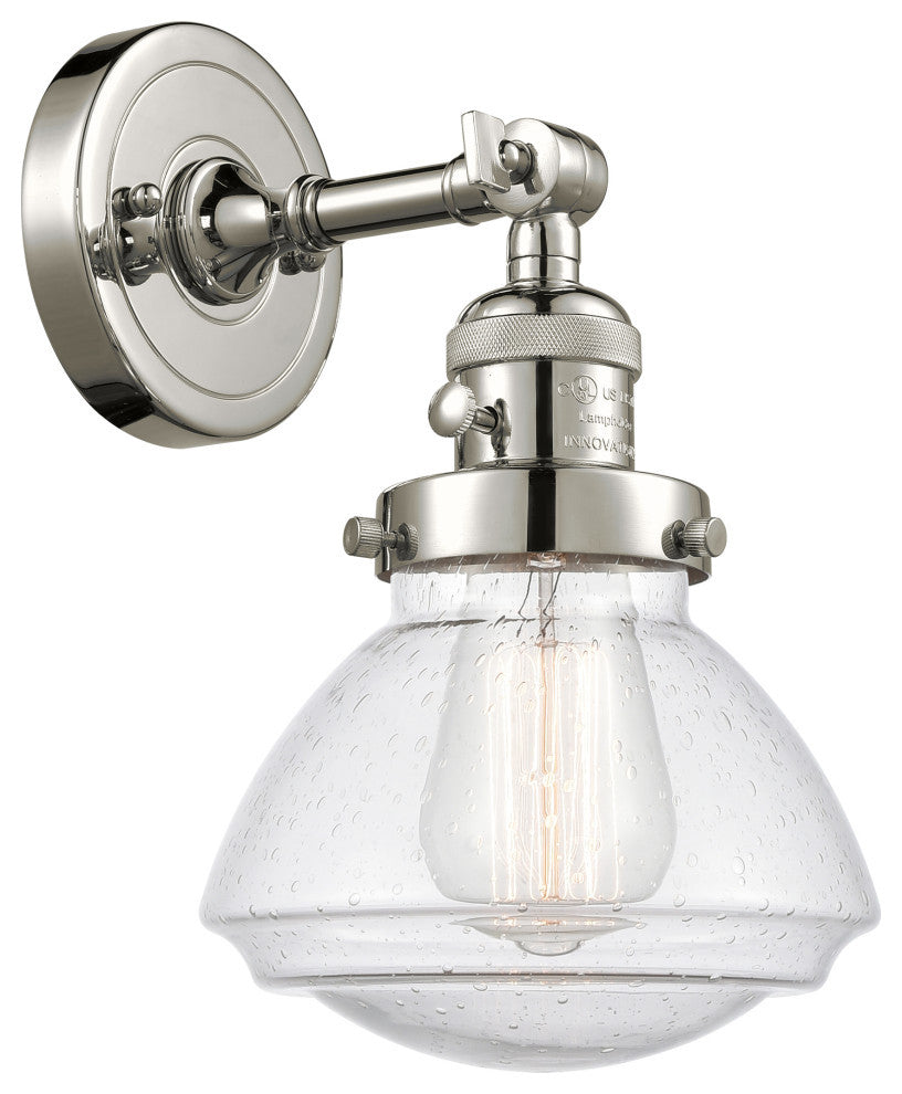 Olean 1-Light Sconce, Polished Nickel, Seedy