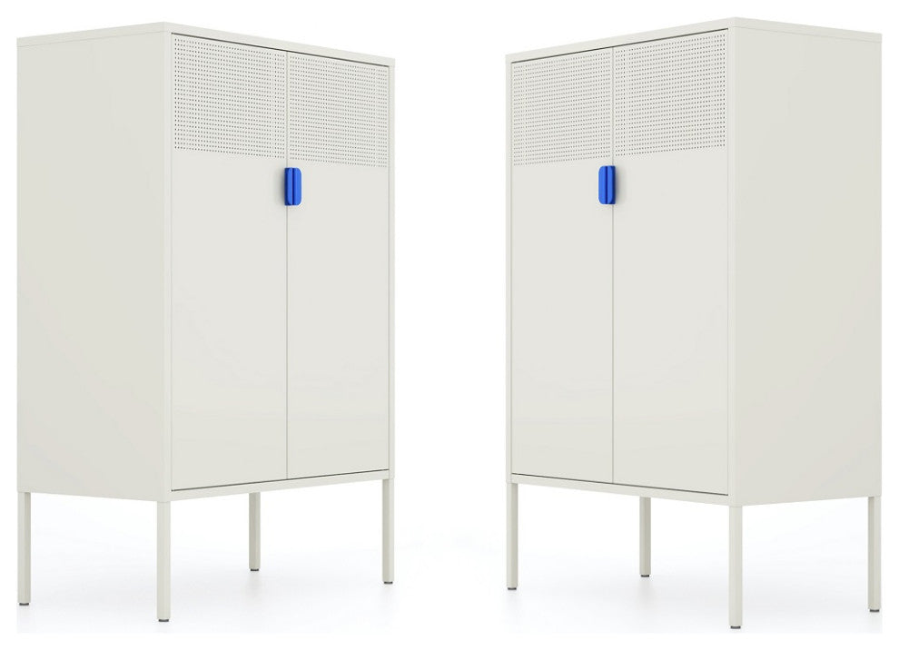 Metal Storage Locker Cabinet With Adjustable Shelves Light Gray