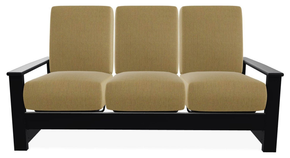 Leeward Deep Seat 3-Seat Outdoor Sofa, Stucco/Black