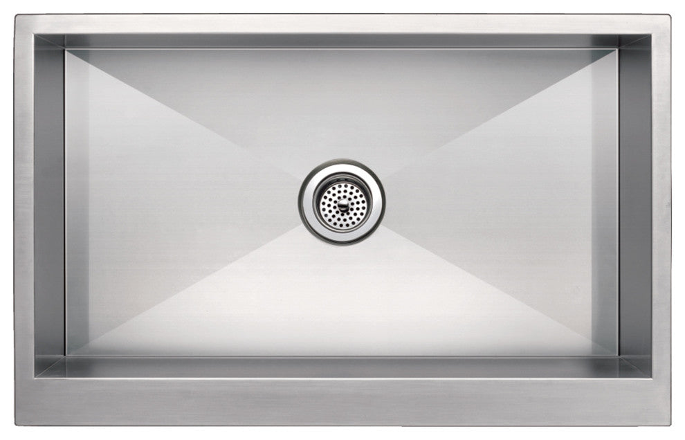 Zero Radius Single Bowl Stainless Steel Hand Made Apron Front Kitchen Sink