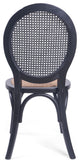 Bordeaux Elm Wood and Rattan Dining Chairs, Set of 2, Matte Black