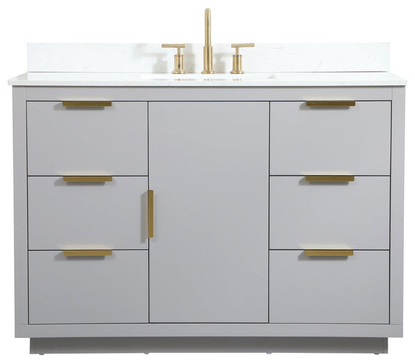 48" Single Bathroom Vanity, Gray, With Backsplash