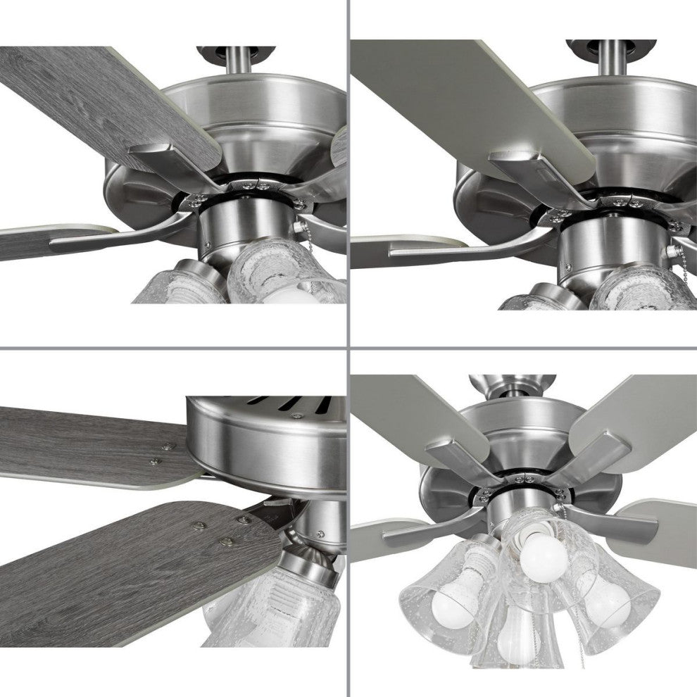 AirPro 52" Brushed Nickel 5-Blade AC Motor Ceiling Fan With Light