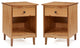 2 Piece, 1 Drawer Solid Wood Nightstands - Caramel