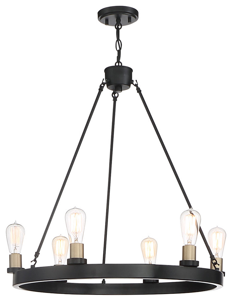 Farmhouse Vintage 6-Light Chandelier, Classic Black