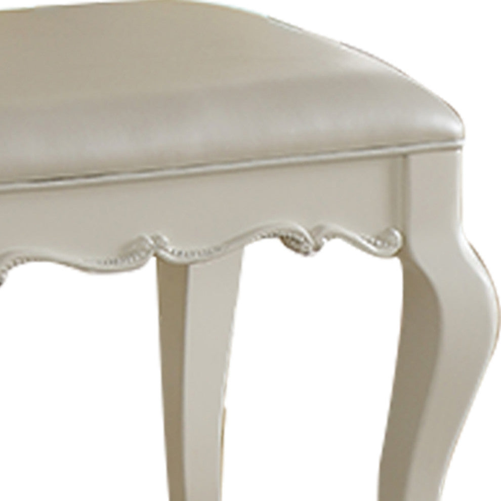 Edalene Vanity Stool, Pearl White