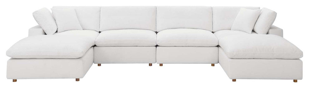 Modular Sectional Deep Sofa Set, White, Fabric, Modern, Lounge Cafe Hospitality