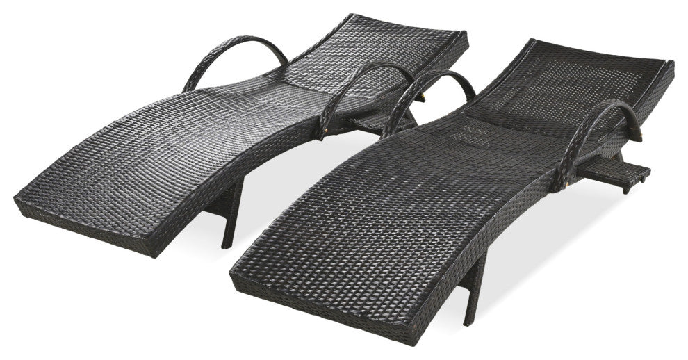 Gewnee Outdoor Wicker Chaise Lounge Chairs Set of 2