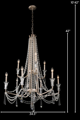 Varaluz 270C09 Barcelona 9 Light 35"W Crystal Chandelier - Onyx