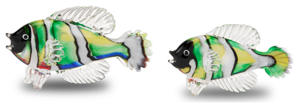 Rialto Green Glass Fish, 2-Piece Set