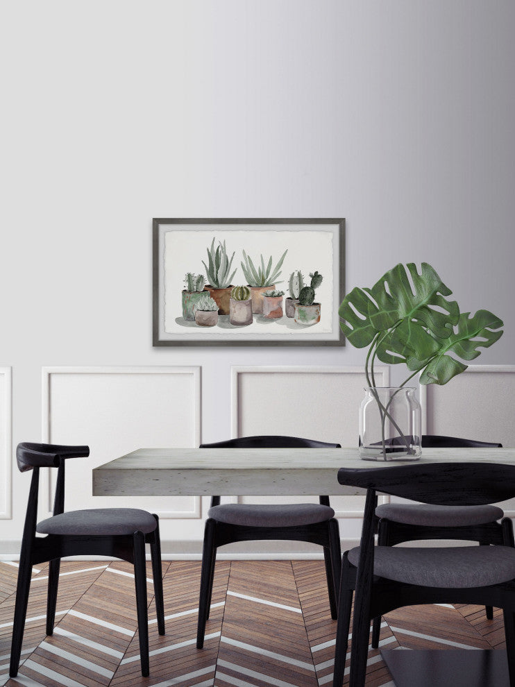 "Pastel Succulent Vases" Framed Painting Print