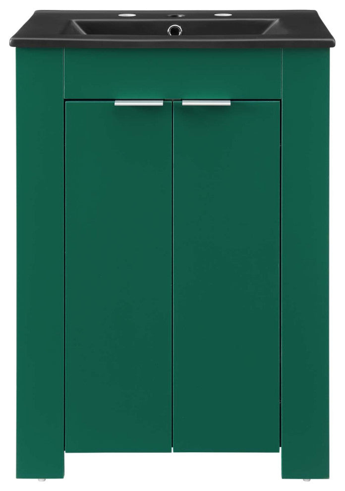 Sink Vanity Cabinet, Melamine, Green Black, Modern, Hotel Bedroom Bathroom