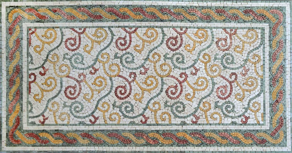 Mosaic Rug Tile, Swirl, 65"x36"