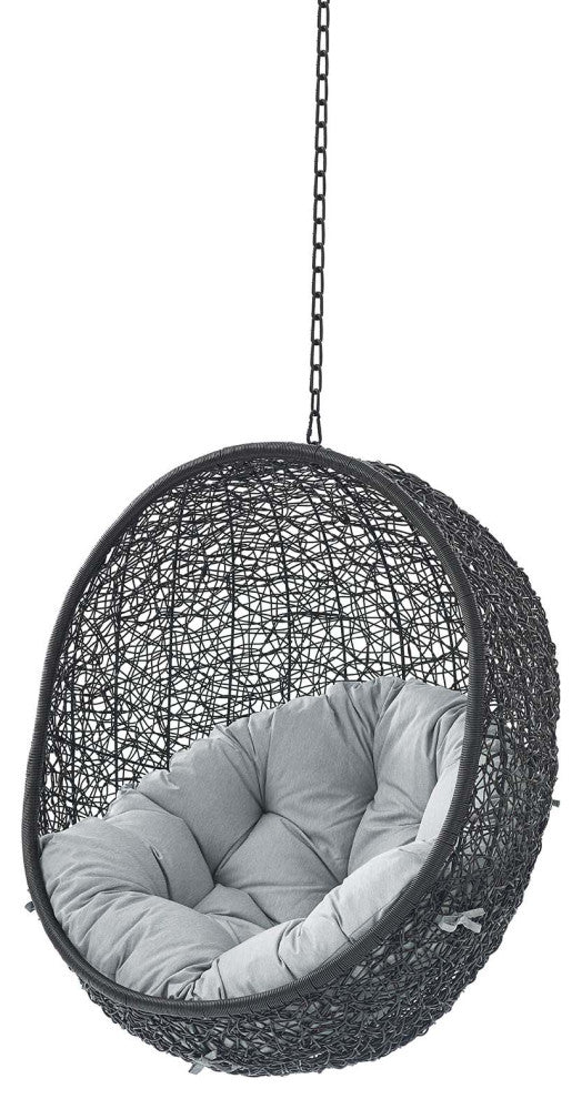 Swing Lounge Chair, Sunbrella, Black Gray, Modern, Outdoor Patio Bistro