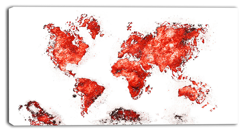 "Map" Canvas Painting Red