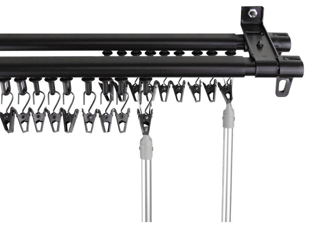 Baton Draw Adjustable Double Track 66-120" - Black