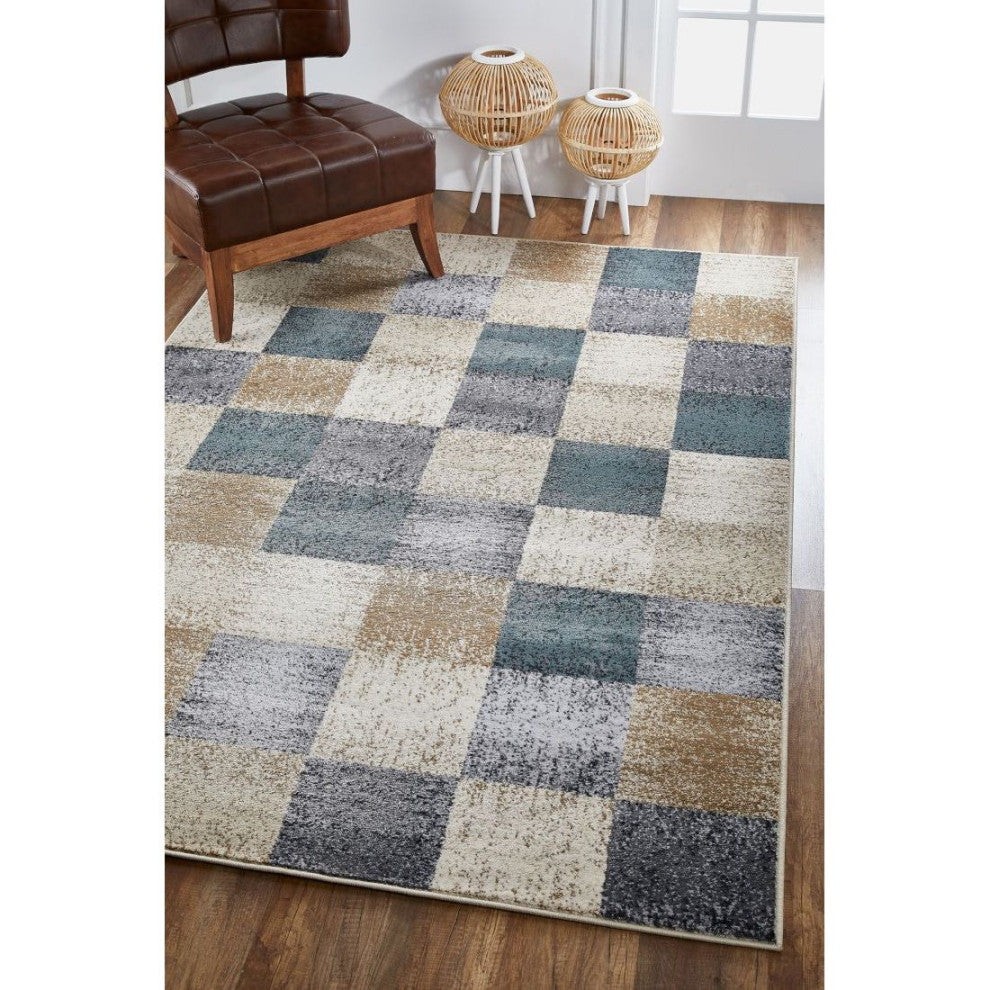 KAS Avalon 5617 Ivory Checkered Area Rug, 5'3" x 7'7"