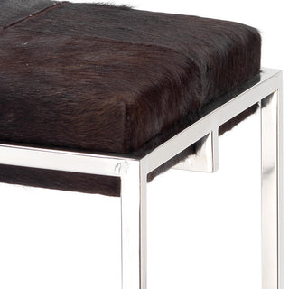Shelby Counter Stool, Espresso Hide and Nickel Metal