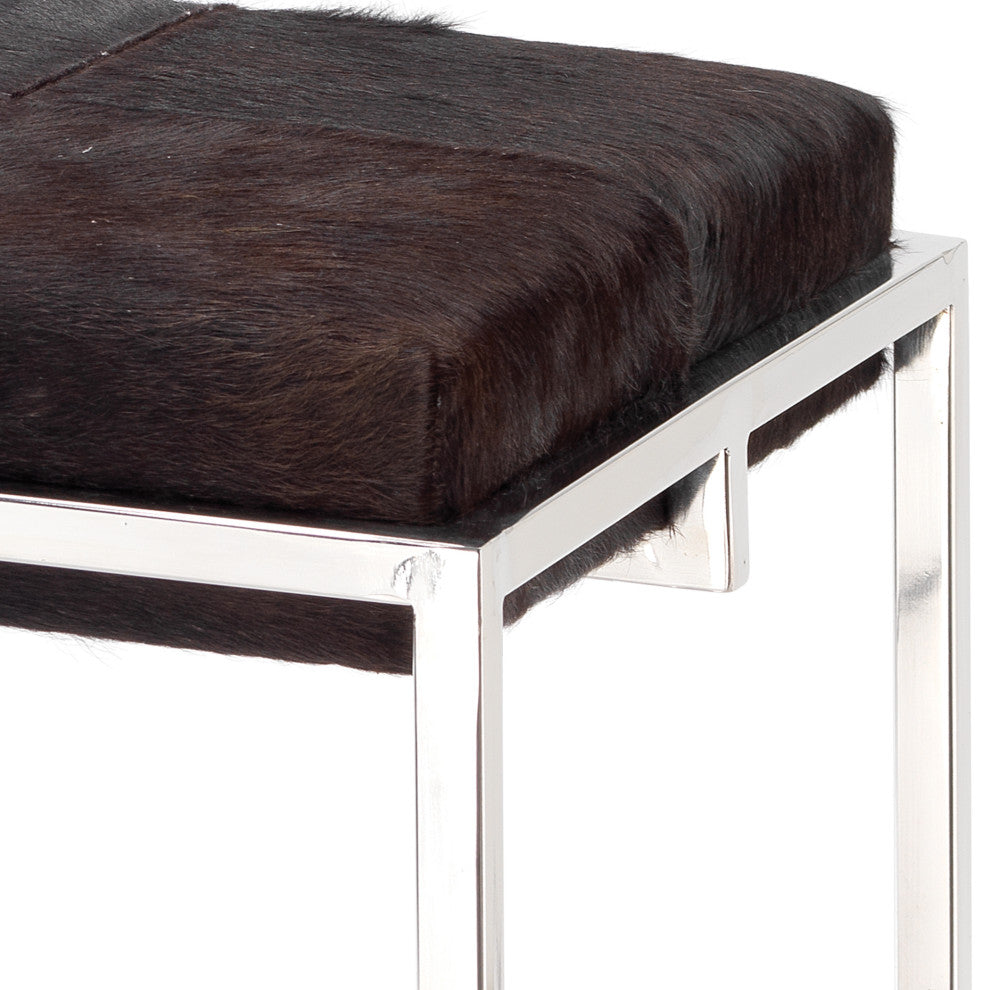 Shelby Counter Stool, Espresso Hide and Nickel Metal