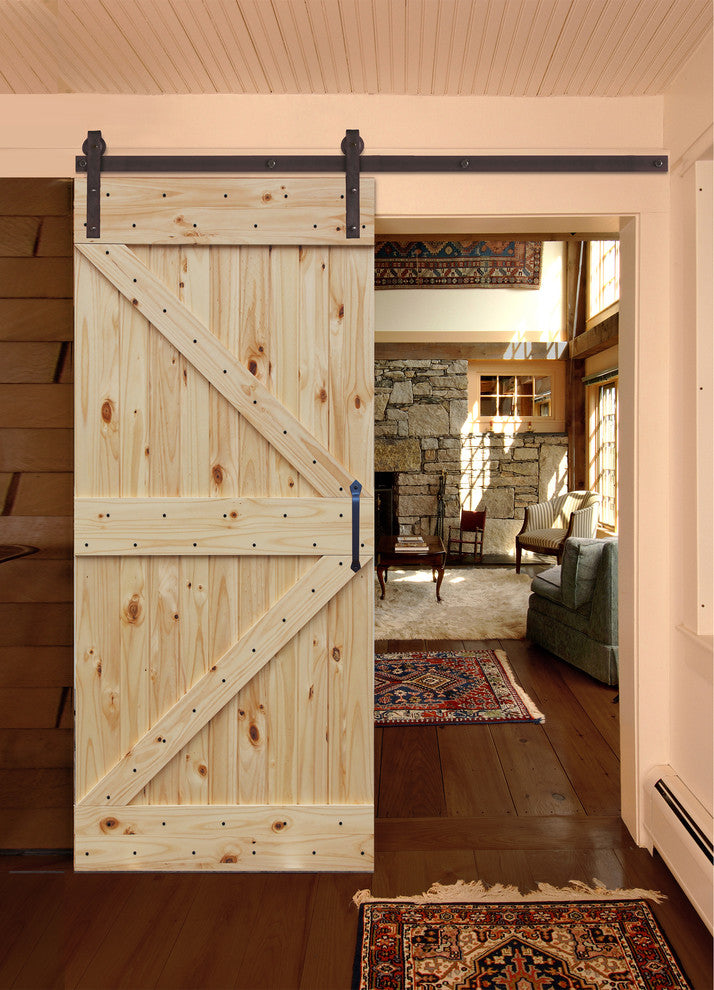 40 in. x 84 in. Rustic Plank Pine Barn Door Kit With Oil Rubbed Bronze Hardware